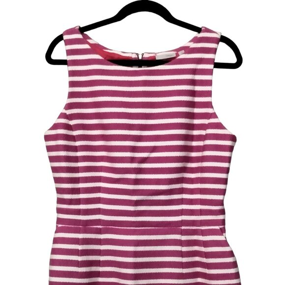 Halogen Pink White Striped Sleeveless Side Pockets Back Cutout  Dress Size 12 - Picture 3 of 12